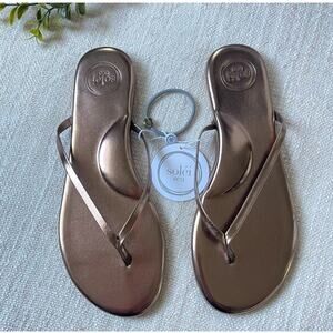 REVOLVE Soléi Sea Indie Flip-Flop Sandals | Metallic Pewter | Size 9 NWT